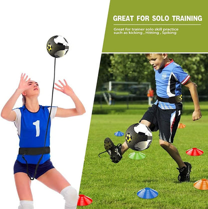 Football Training Equipment for Kids, Speed Agility Training Set, Agility Ladder 12 Rung 6M, Football Kick Trainer, 12 Disc Cones, Football Training Kit Gifts for Boys
