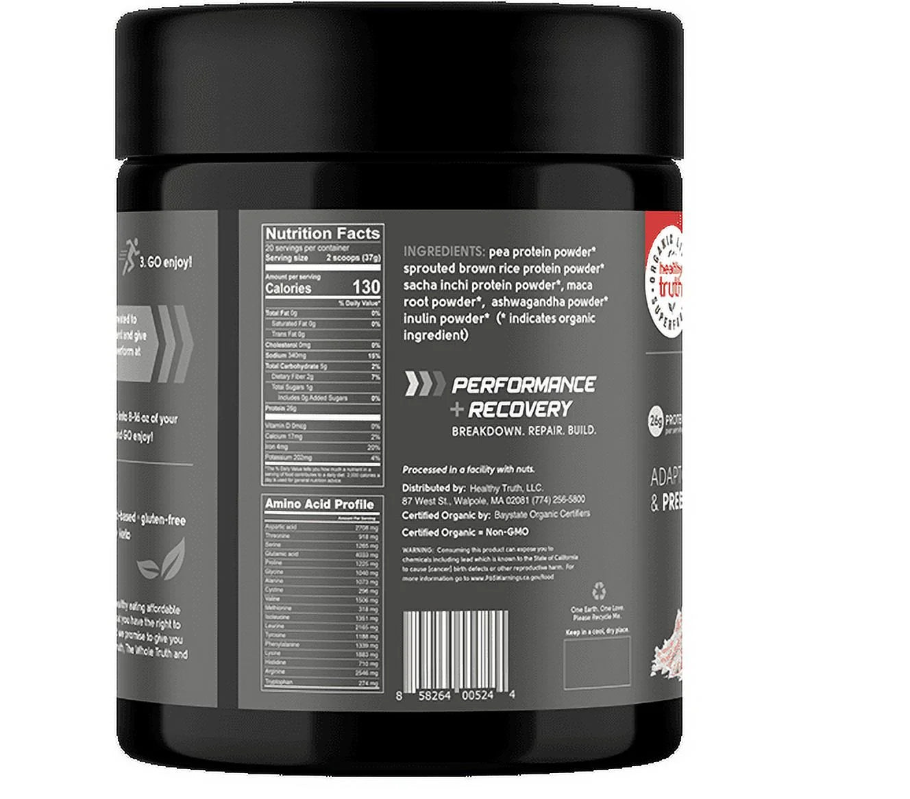 Organic GO PRO Powder - 22G Plant-Based Protein Unflavored 26 Oz